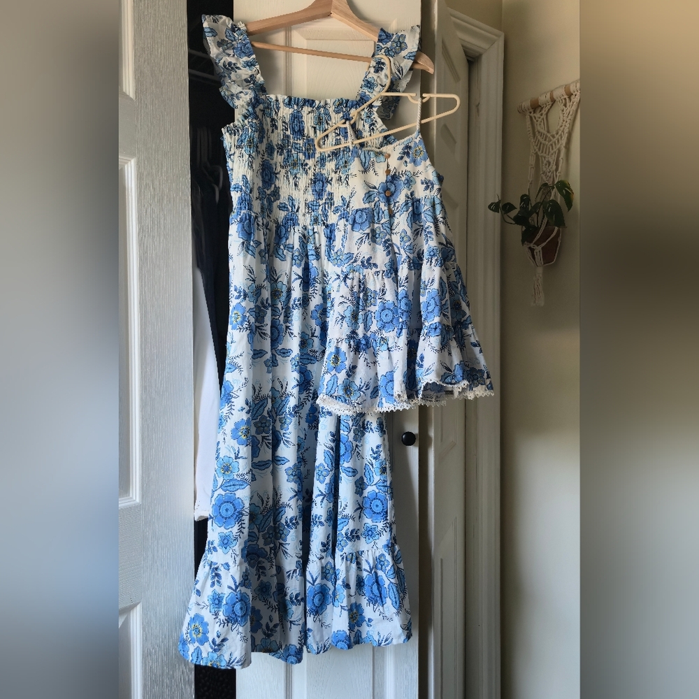 Haute Hippie Matching Mommy And Daughter Blue and White Smocked Dres